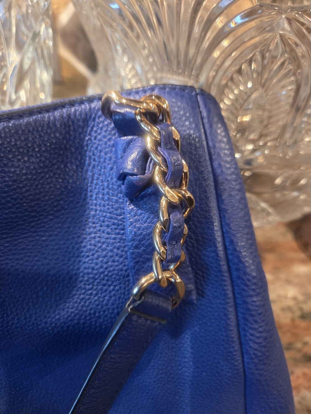 Tory Burch Cobalt Blue Leather Shoulder Bag with Matching Wallet - Picture 4 of 10